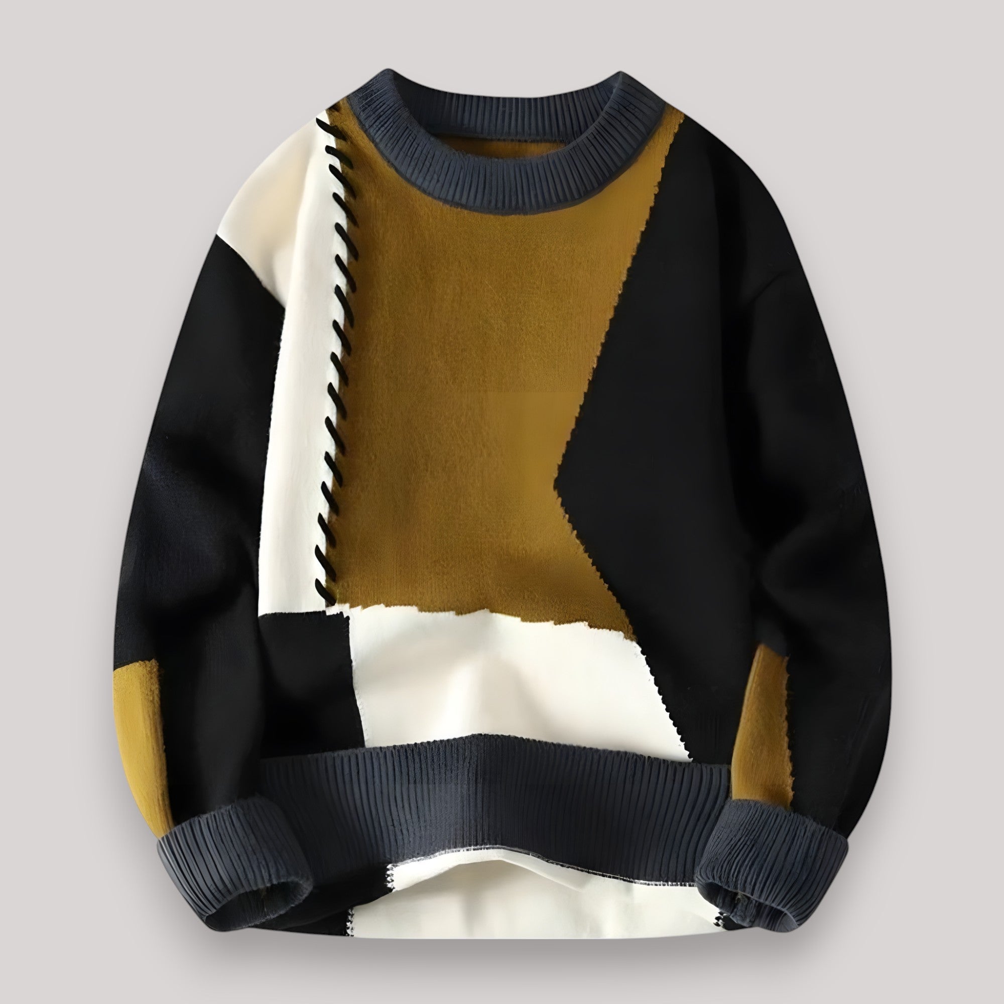 Men's Color Block Patchwork Knit Sweater