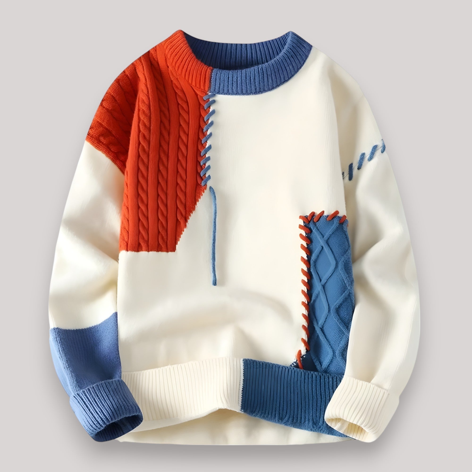 Men's Color Block Patchwork Knit Sweater
