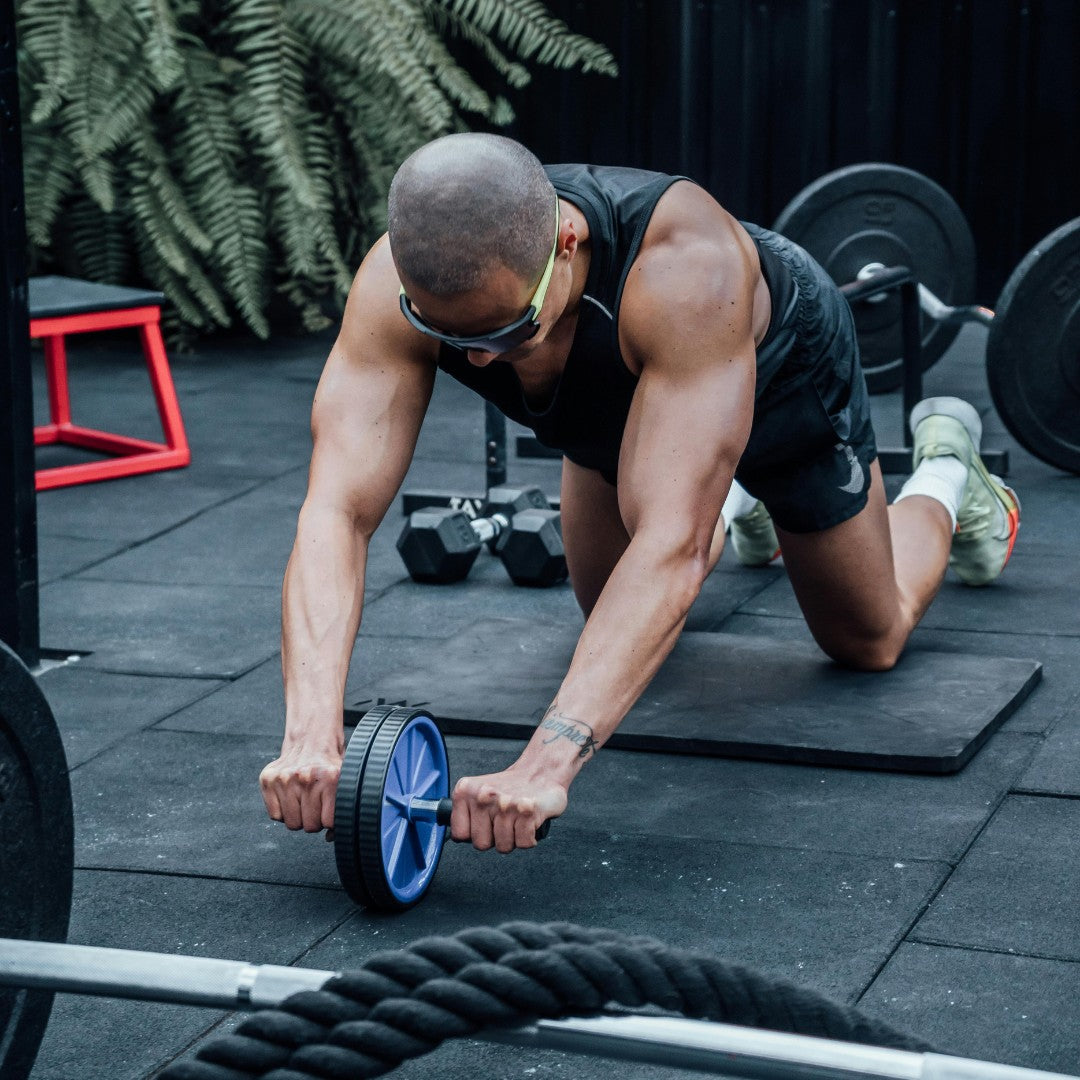 RECOVR Ab Roller | Core-Strengthening Abdominal Wheel Trainer with Anti-Slip Knee Pad