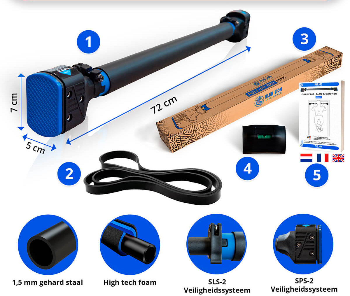 Adjustable Doorway Pull Up Bar – No Drill Home Gym Bar for Upper Body & Core Strength Training
