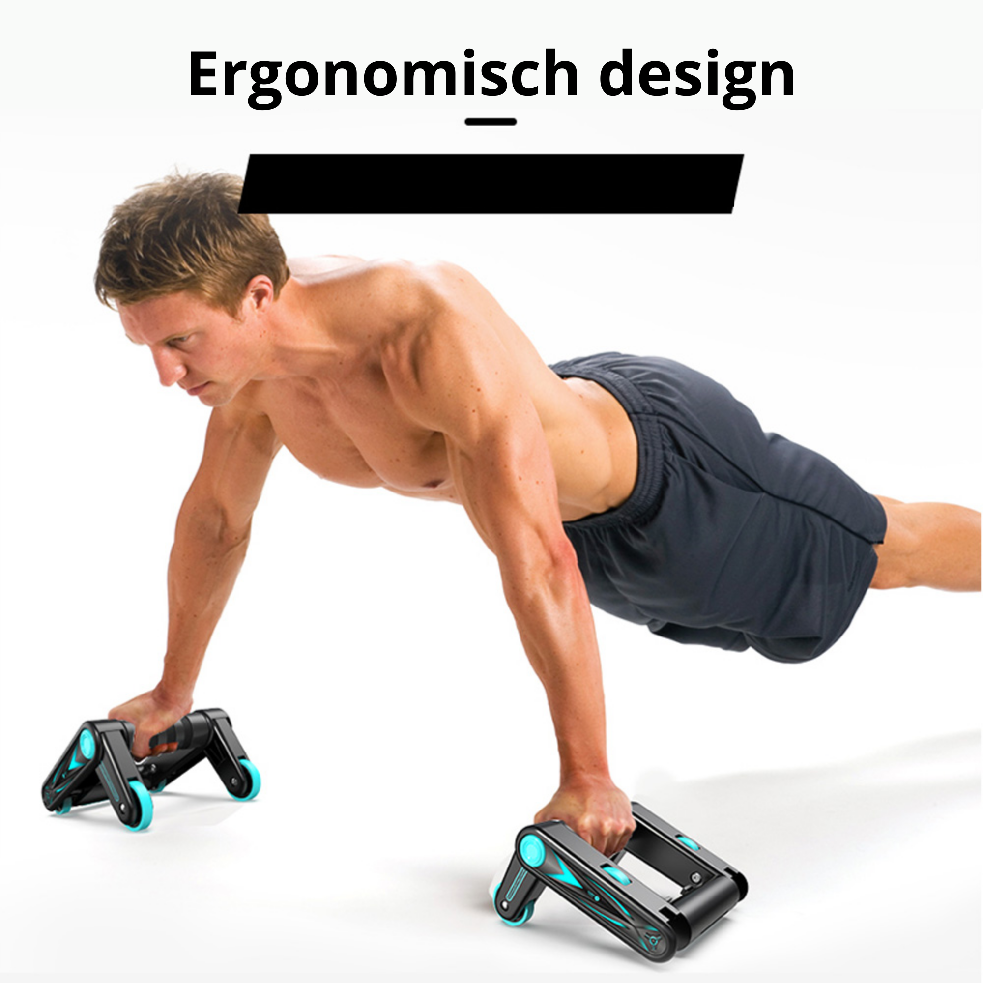 RECOVR Rotating Push-Up Bars with Wheels – Advanced Push Up Handles for Chest, Core & Shoulder Training at Home