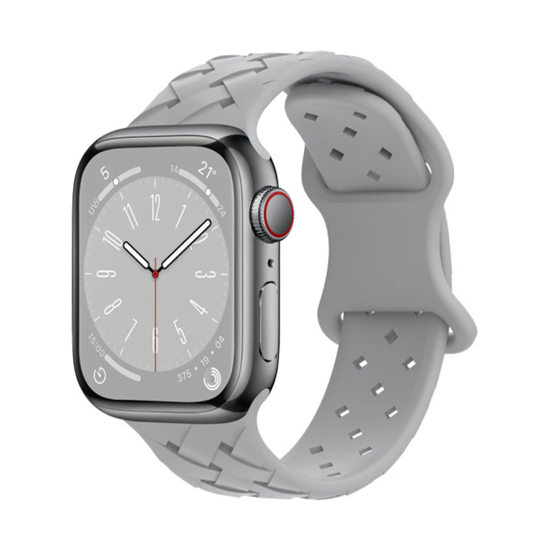 RECOVR Braided Silicon Apple Watch Band - Gray | Breathable & Flexible Support for Active Use