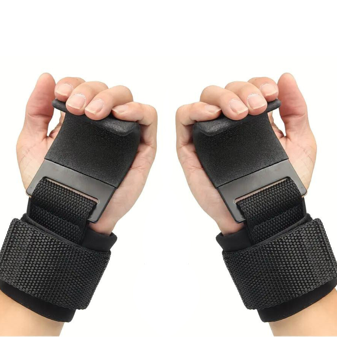 RECOVR Lifting Hooks | Heavy-Duty Gym Hook Straps with Adjustable Wrist Support (Pair)