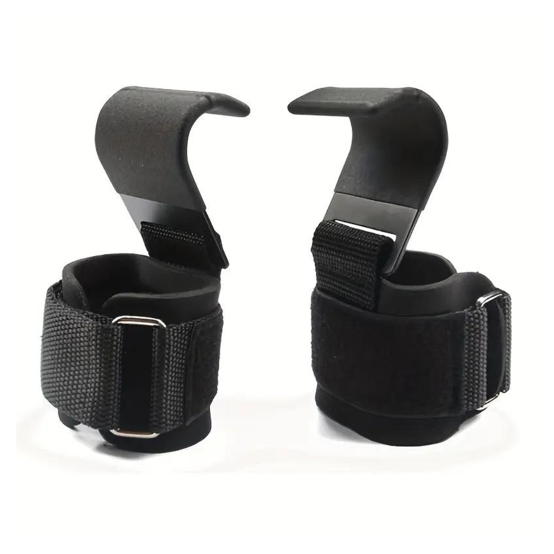 RECOVR Lifting Hooks | Heavy-Duty Gym Hook Straps with Adjustable Wrist Support (Pair)