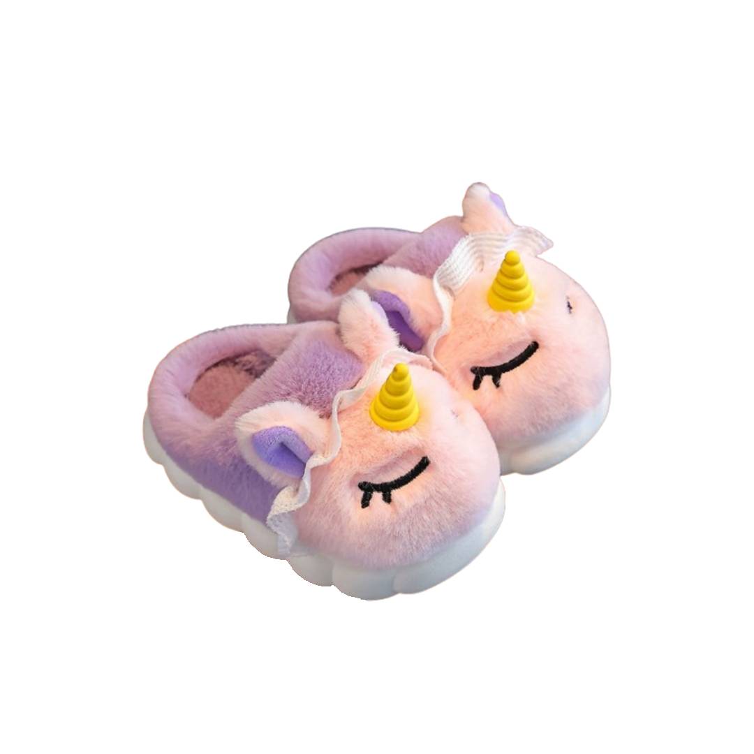 RECOVR Kids Unicorn Slippers | Soft Non-Slip Novelty House Shoes for Children