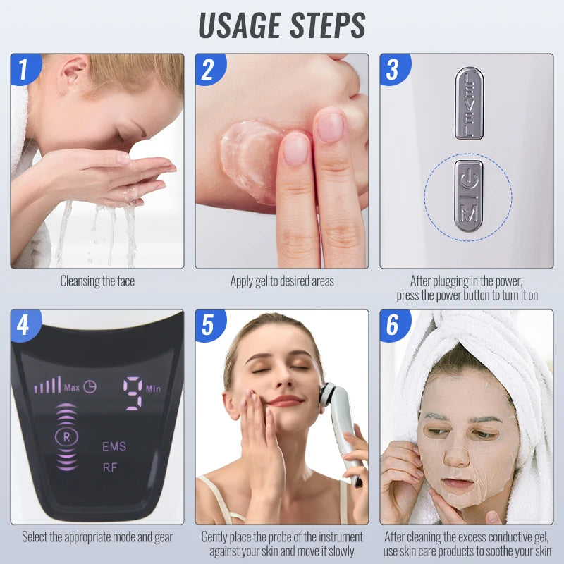 Mini HIFU RF Facial Device | Radiofrequency Ultrasonic Skin Tightening with EMS & Microcurrent