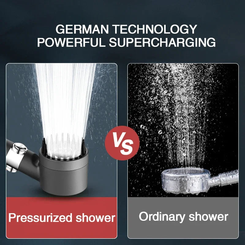 High Pressure Filter Shower Head | 3-Mode Spray with Scalp Massage Brush