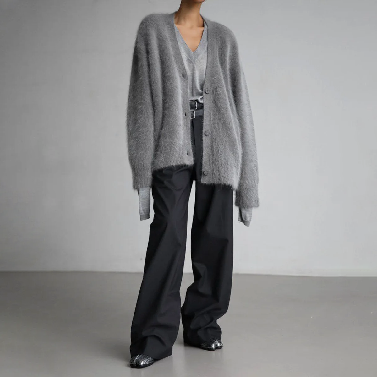 Women's Fuzzy V-Neck Cardigan