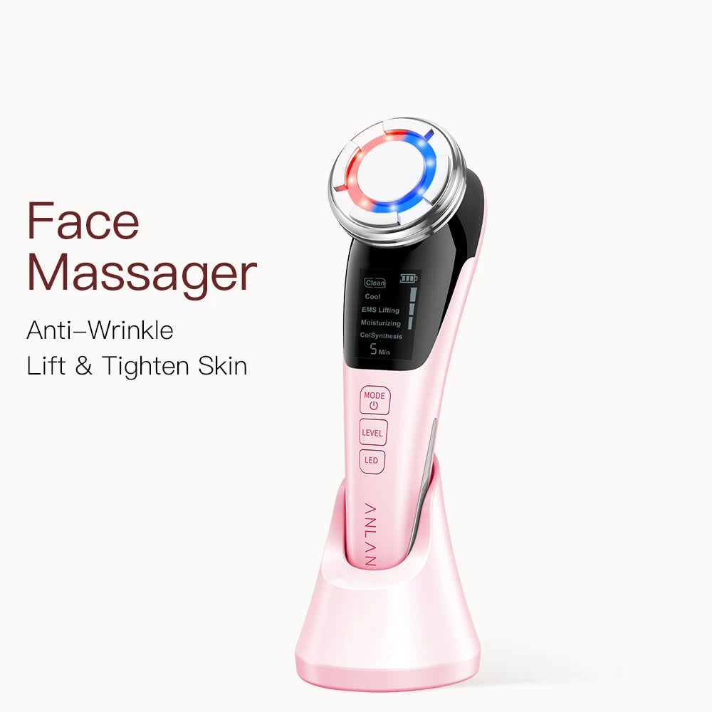 EMS Microcurrent Facial Lifting Device | 5-in-1 Face Massager with Hot Cold Therapy & Deep Cleansing