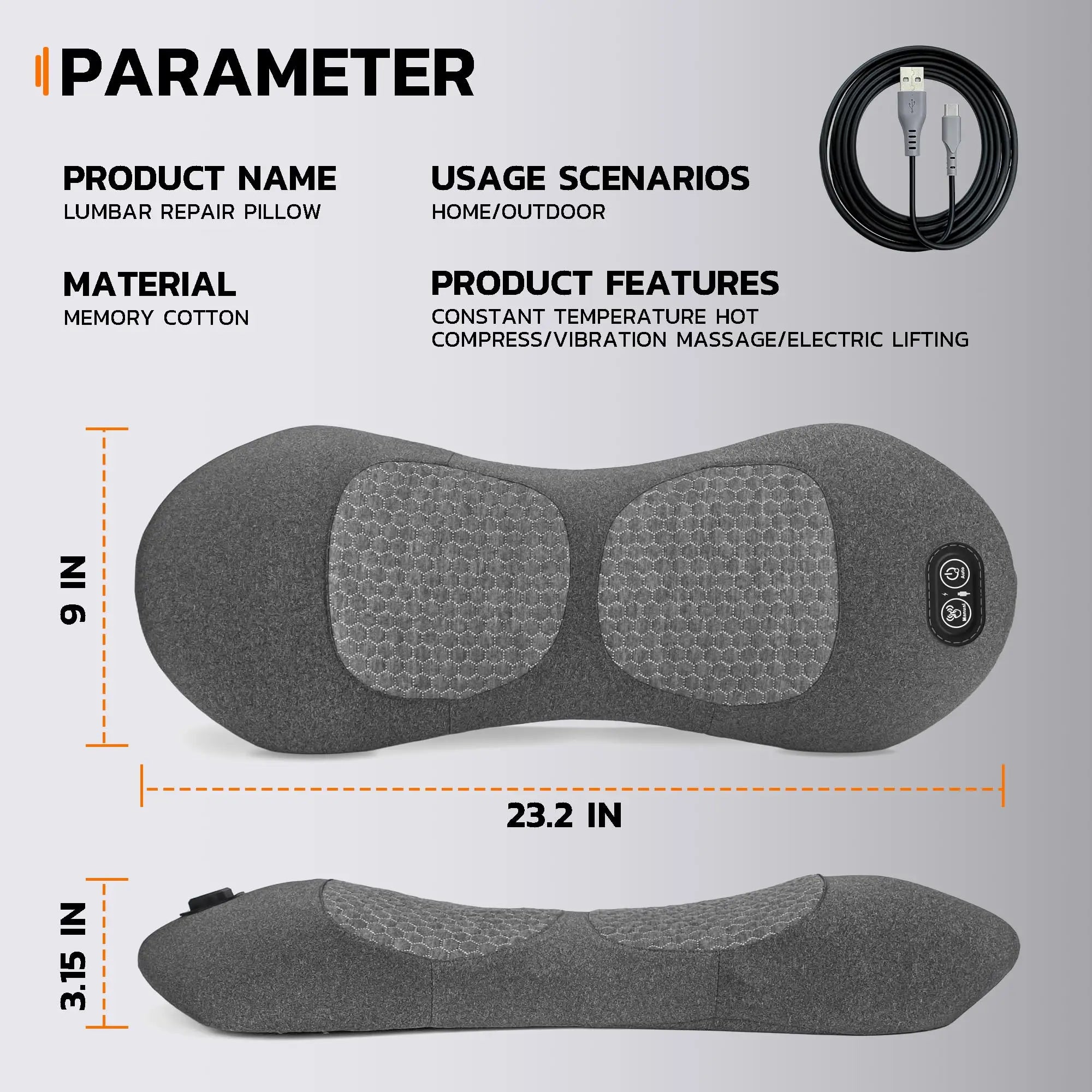 3-in-1 Electric Back Massager Cushion | Heat Therapy, Vibration & Lumbar Traction Support