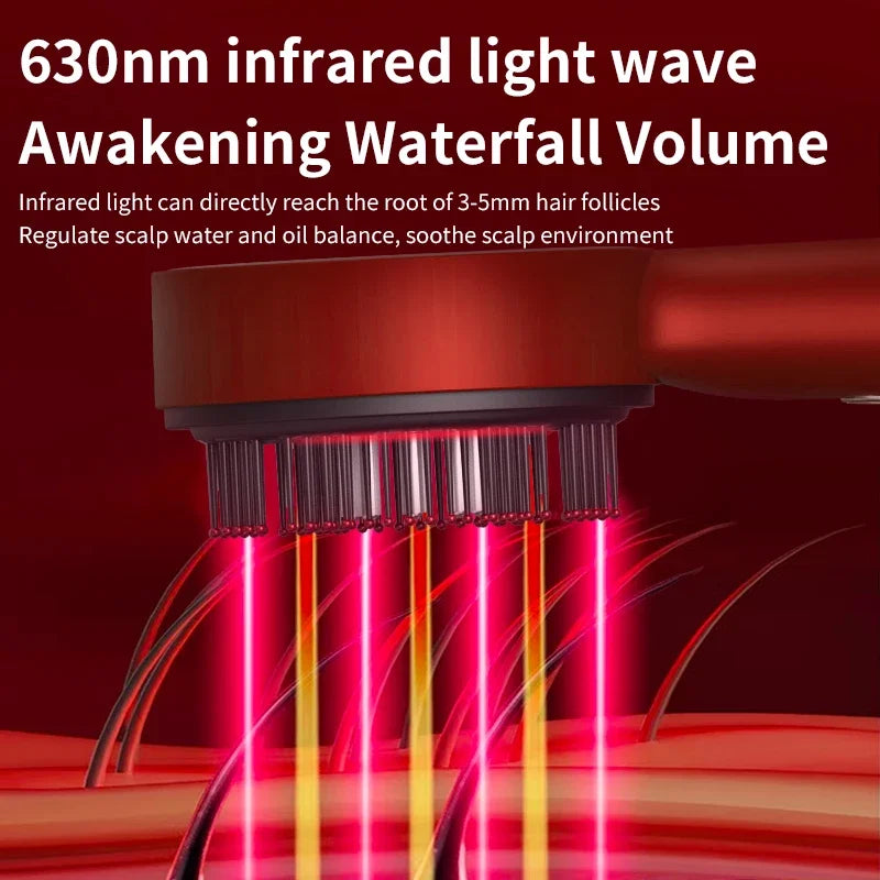 Electric Scalp Massager with Red Light Therapy | Vibrating Hair Growth Brush & Oil Applicator