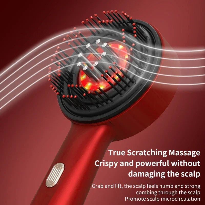 Electric Scalp Massager with Red Light Therapy | Vibrating Hair Growth Brush & Oil Applicator