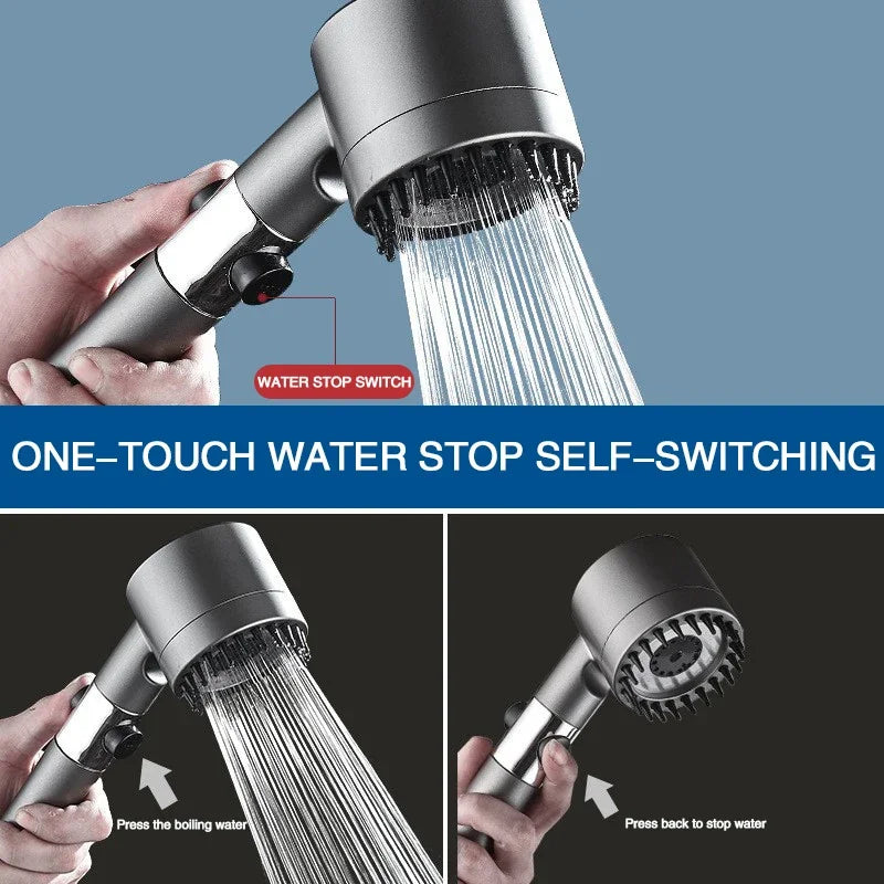 High Pressure Filter Shower Head | 3-Mode Spray with Scalp Massage Brush