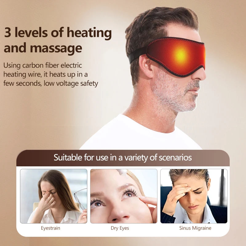 Electric Steam Eye Mask with Heat | Warming Eye Compress & Sleep Mask with Timer