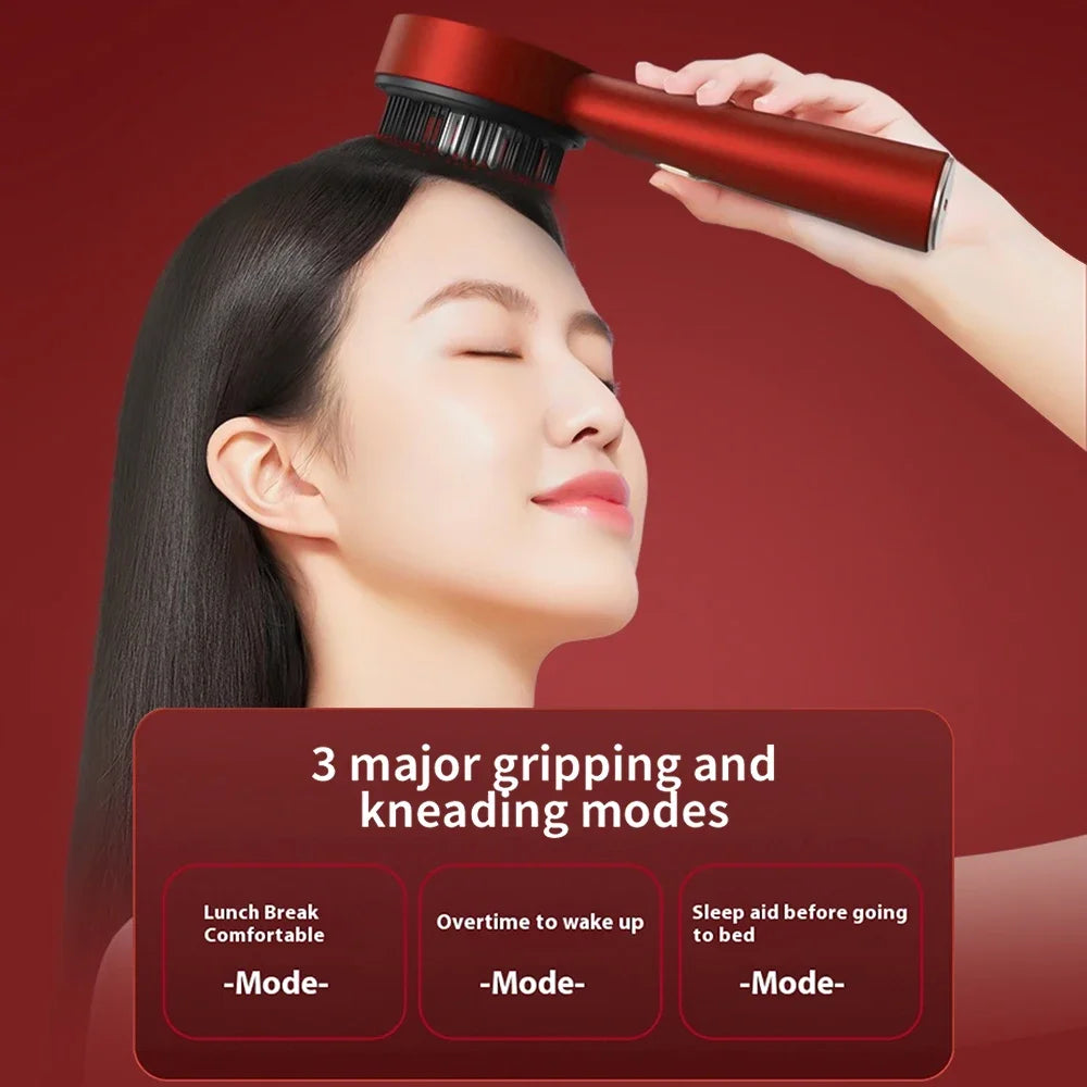 Electric Scalp Massager with Red Light Therapy | Vibrating Hair Growth Brush & Oil Applicator