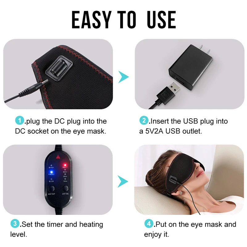 Electric Steam Eye Mask with Heat | Warming Eye Compress & Sleep Mask with Timer