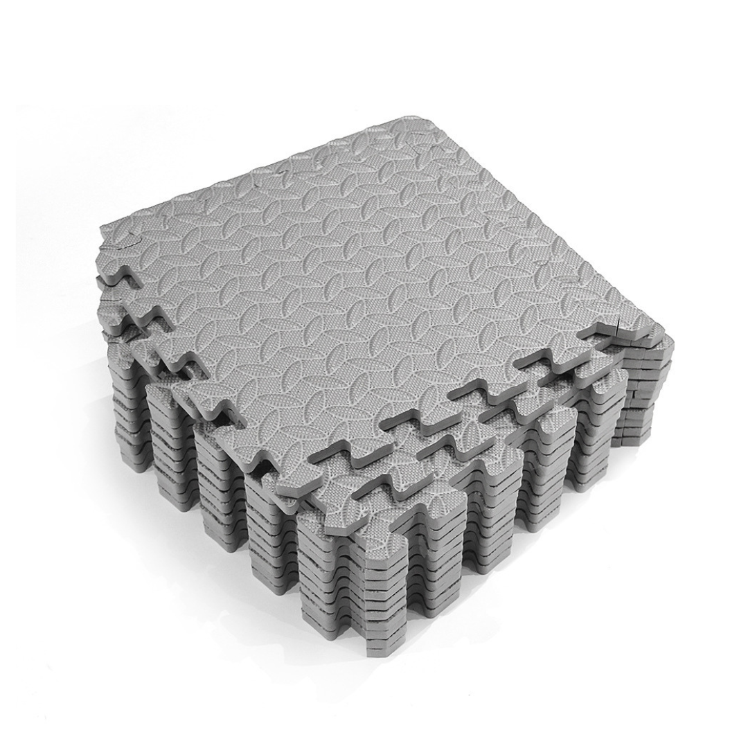 RECOVR Interlocking Foam Floor Tiles | Shock-Absorbing Gym & Exercise Mat Set (12-Pack)