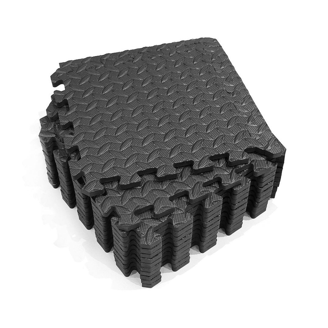 RECOVR Interlocking Foam Floor Tiles | Shock-Absorbing Gym & Exercise Mat Set (12-Pack)
