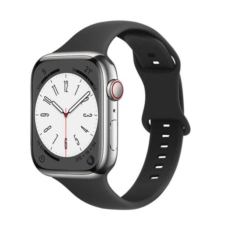 RECOVR Apple Watch Slim Strap Band | Lightweight Silicone Sport Band — Black