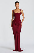Isolde Maxi Dress – Burgundy | Square-Neck Formal Maxi Gown | Black-Tie, Prom & Wedding Guest