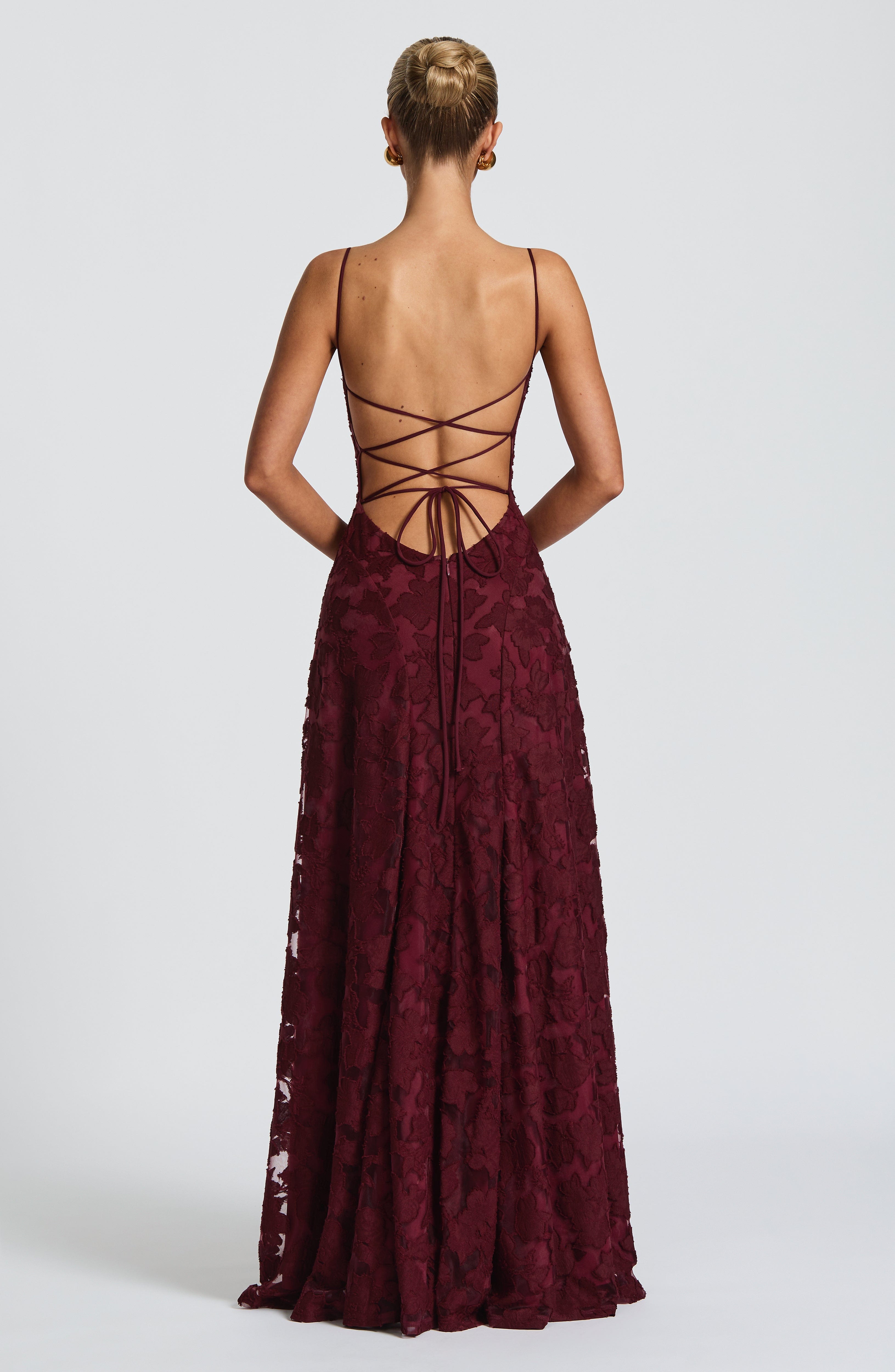 Camille Maxi Dress – Cherry Lacquer | Cowl-Neck Flowy Jersey Maxi Dress | Evening, Prom & Wedding Guest