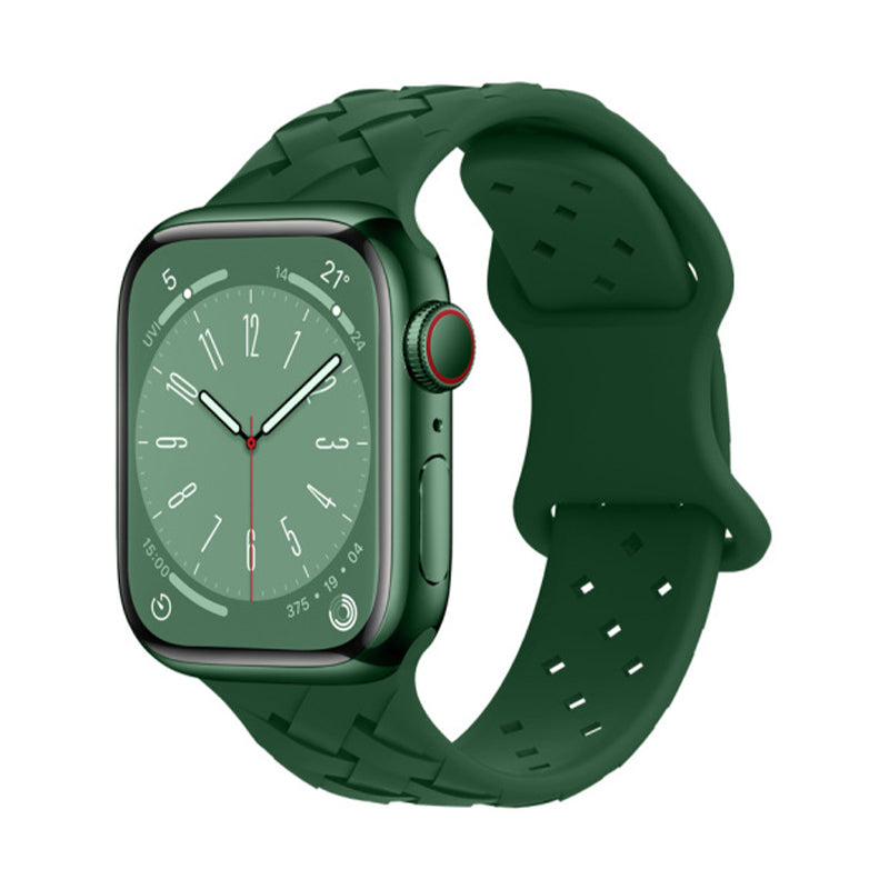 RECOVR Braided Silicone Apple Watch Band Green | Breathable & Lightweight for Active Use