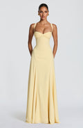 Marlowe Maxi Dress – Lemon | Cupped Bodice & Flared Satin Skirt | Prom, Bridesmaid & Wedding Guest Dress