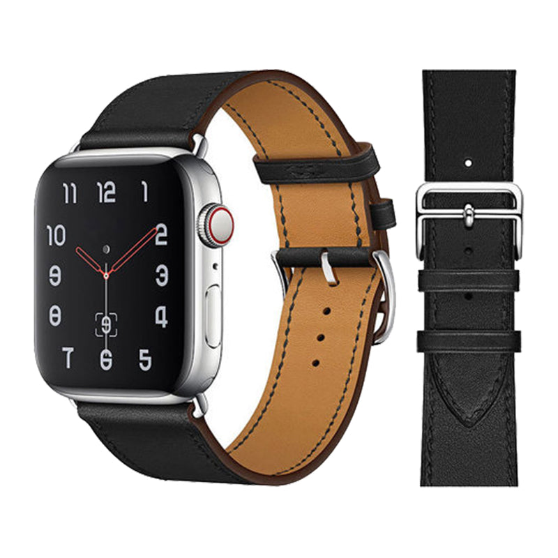 RECOVR Leather Apple Watch Band Black | Classic Style & Daily Comfort
