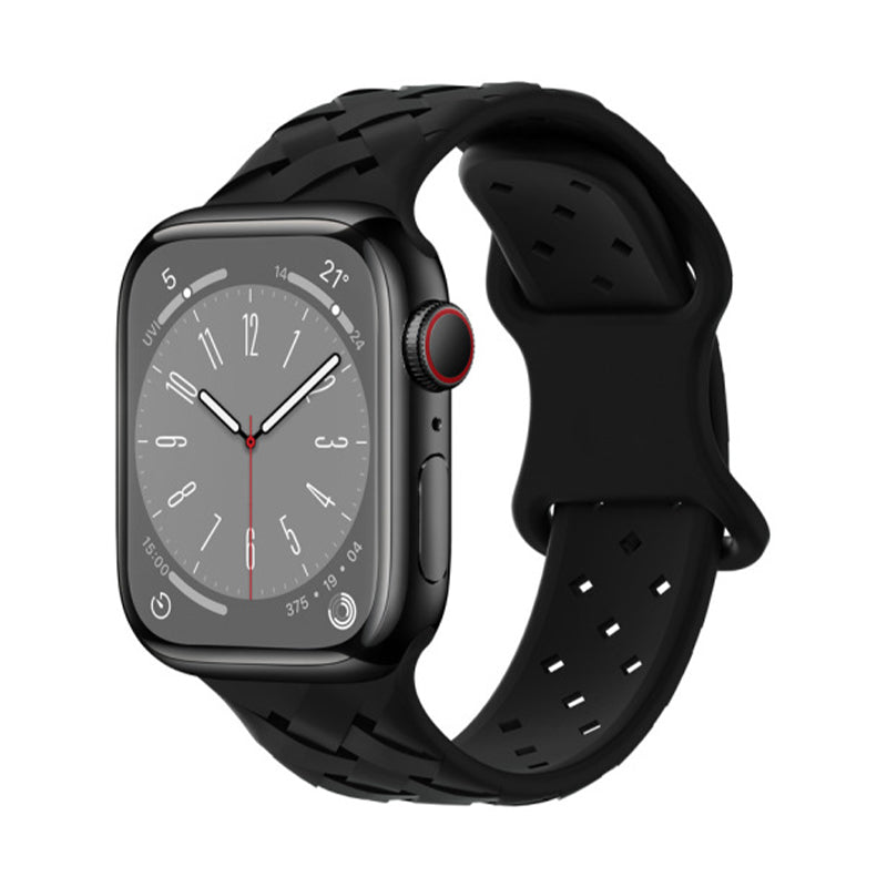 RECOVR Braided Silicon Apple Watch Band Black | Breathable Design & All-Day Comfort