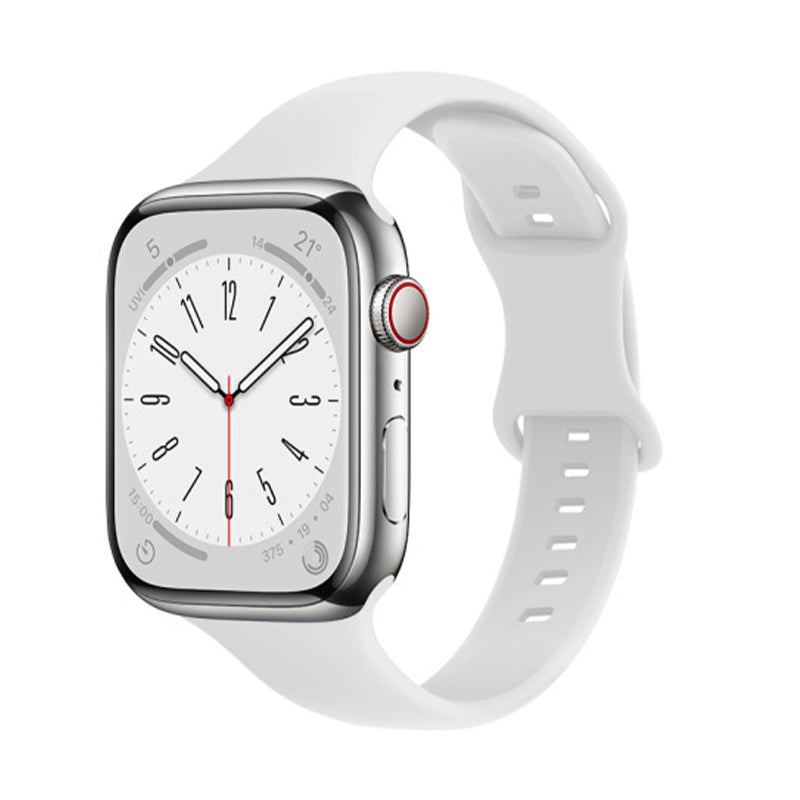 RECOVR Apple Watch Slim Strap Band | Lightweight Silicone Sport Band — White